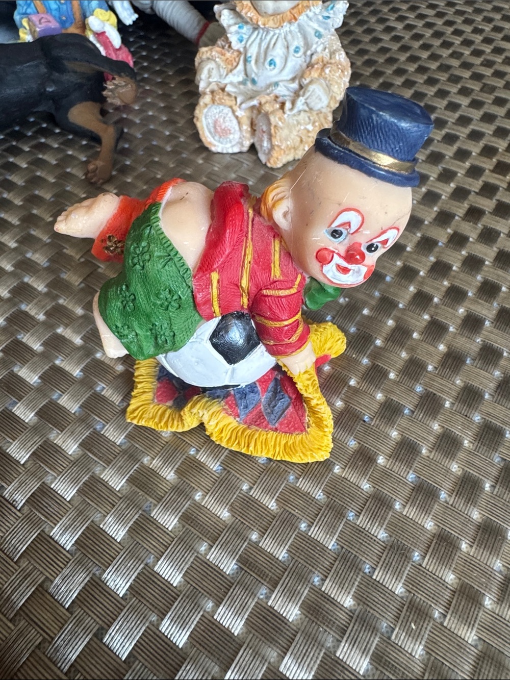 Vintage Clown Figurine in Red, Green & Blue Hat